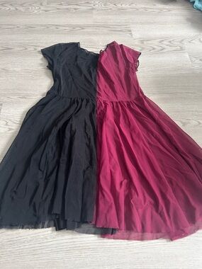 Weissman Black and Burgundy Two-Tone Performance Dress